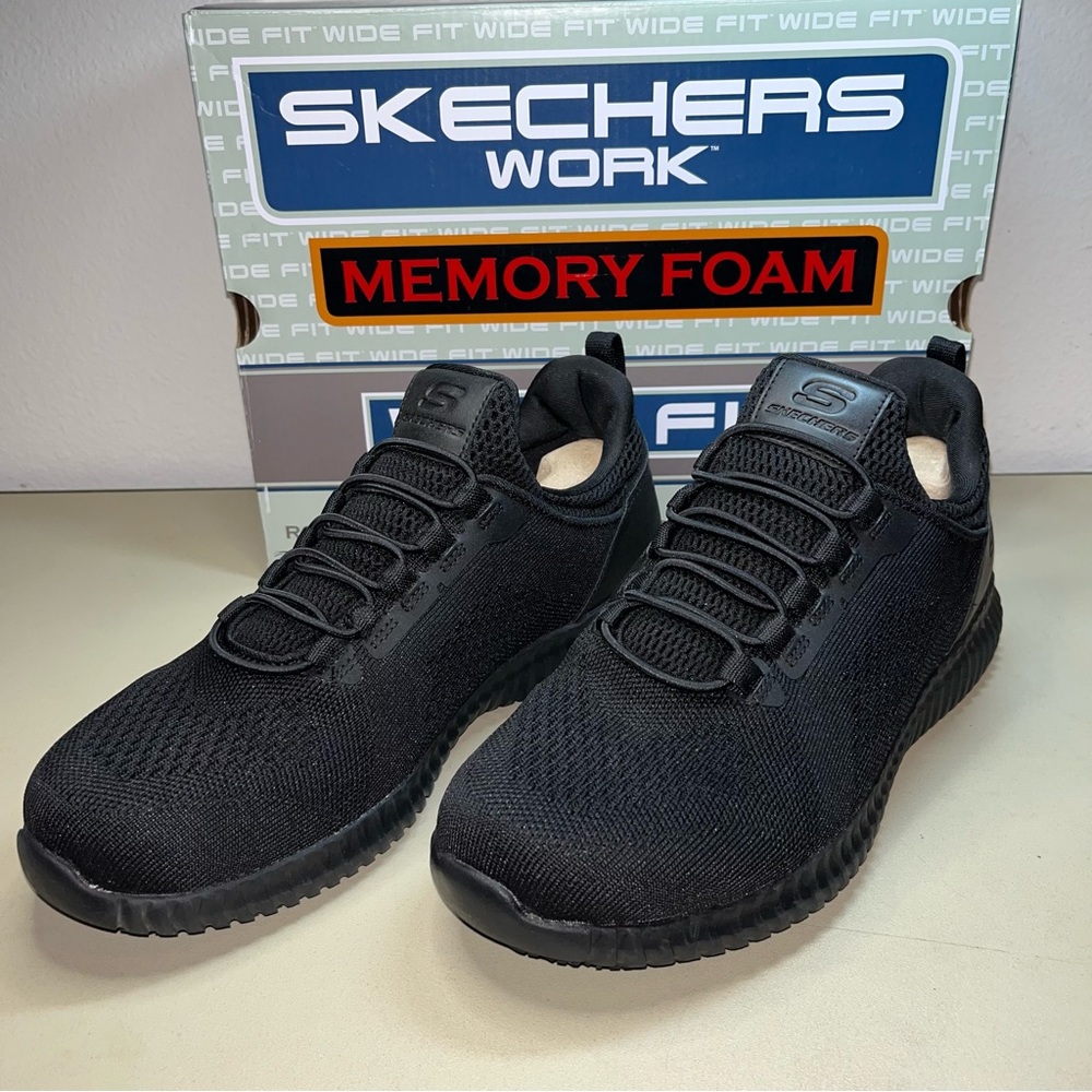 New Skechers work Men's Cessnock Food Service Shoe Color BLACK wide fit size 7